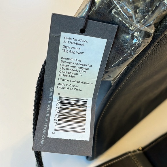 Kenneth Cole REACTION “Big Bag Wolf” Large Black Business Bag Fabric NWT - Picture 7 of 15